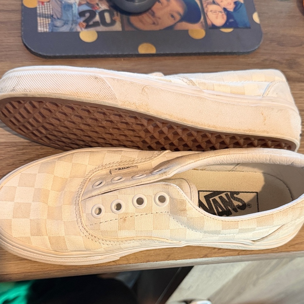 Vans Kids Cream Checkered Sneakers